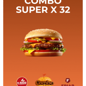 Combo Super x 32 Hamburguesas x 80grs